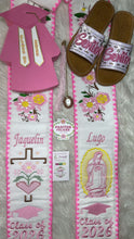 Cargar imagen en el visor de la galería, 2026 Pink Yellow - Virgen Cross Bow Embroidered Graduation Sarape Sash stole SOLD OUT