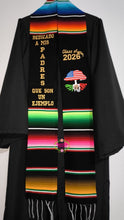 Cargar imagen en el visor de la galería, 2026 Dedicado a mis padres - Black Graduation Stole Sarape Sash IN STOCK