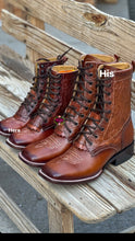 Cargar imagen en el visor de la galería, Men Botas Lacer / WIDE women- Shedron Leather Tooled Wide Boots