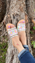 Cargar imagen en el visor de la galería, Angelica - White Leather Embroidered Sandals PREORDER
