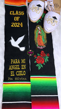 Cargar imagen en el visor de la galería, 2025* Dove Virgen Black Graduation stole Sarape Sash SOLD OUT