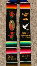 Cargar imagen en el visor de la galería, 2025* Dove Virgen Black Graduation stole Sarape Sash SOLD OUT