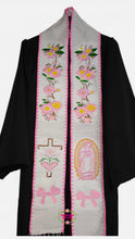 Cargar imagen en el visor de la galería, 2026 Pink Yellow - Virgen Cross Bow Embroidered Graduation Sarape Sash stole SOLD OUT