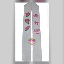 Cargar imagen en el visor de la galería, Coquette Embroidered Graduation Sarape Sash stole IN STOCK