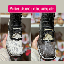 Cargar imagen en el visor de la galería, Men Botas Lacer/ WIDE women - Cowhide Black Leather Tooled Wide Boots