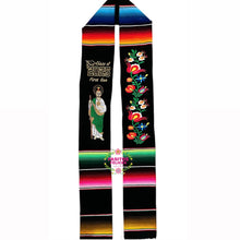 Cargar imagen en el visor de la galería, San Judas First Gen Black Graduation Stole Sarape Sash IN STOCK