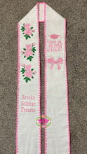 Cargar imagen en el visor de la galería, 2026 Coquette Embroidered Graduation Sarape Sash stole IN STOCK