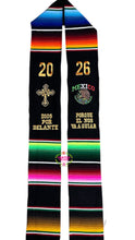 Cargar imagen en el visor de la galería, Dios por delante Black Graduation Stole Sarape Sash