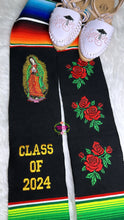 Cargar imagen en el visor de la galería, 2025* Virgen and Roses Black Stole Sarape Sash SOLD OUT