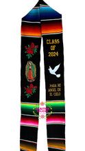 Cargar imagen en el visor de la galería, 2025* Dove Virgen Black Graduation stole Sarape Sash SOLD OUT