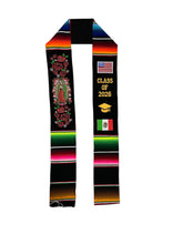 Cargar imagen en el visor de la galería, 2026 Virgen w flags - Pink Red Roses Black Stole Sarape Sash preorder