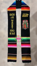 Cargar imagen en el visor de la galería, *2026* Gracias a mi Madre Floral Virgen Black Graduation Stole Sarape Sash IN STOCK
