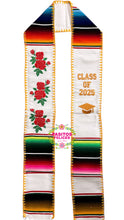 Cargar imagen en el visor de la galería, 2026 Roses White Graduation Stole Sarape Sash