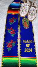 Cargar imagen en el visor de la galería, Virgen hand embroidered Blue 2024 Stole - IN STOCK