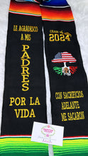 Cargar imagen en el visor de la galería, 2024 Sacrificios - Sacrifices Black Graduation stole Sarape Sash IN STOCK