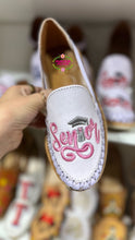 Cargar imagen en el visor de la galería, Pink Senior Gray- Embroidered Flats PREORDER