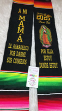 Cargar imagen en el visor de la galería, A mi mamá Virgen Black Graduation StoleSarape Sash SOLD OUT