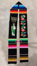 Cargar imagen en el visor de la galería, San Judas First Gen Black Graduation Stole Sarape Sash IN STOCK