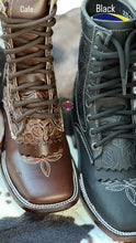Cargar imagen en el visor de la galería, Botas Lacer - Black Leather Tooled Boots