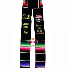Cargar imagen en el visor de la galería, Fruto - Black Graduation stole Sarape Sash SOLD OUT