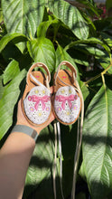 Cargar imagen en el visor de la galería, Coquette 3D Mommy and me-  Embroidered Lace Up Huaraches