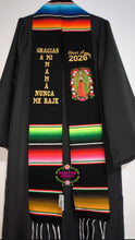 Cargar imagen en el visor de la galería, 2026 Gracias a mi Mamá Floral Virgen Black Graduation Stole Sarape Sash IN STOCK