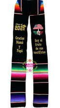 Cargar imagen en el visor de la galería, Fruto - Black Graduation stole Sarape Sash SOLD OUT