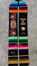 Cargar imagen en el visor de la galería, 2026 Virgen - Pink Red Roses Black Stole Sarape Sash IN STOCK