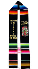 Cargar imagen en el visor de la galería, *2026* Gracias a mi Madre Floral Virgen Black Graduation Stole Sarape Sash IN STOCK