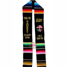 Cargar imagen en el visor de la galería, 2026 Llegaron sin nada - Black graduation stole Sarape Sash IN STOCK