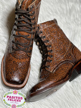 Cargar imagen en el visor de la galería, Shedron Doble Lacer - Leather Double Tooled Boots PREORDER