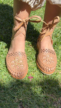Cargar imagen en el visor de la galería, Gold Laser Lace up Huaraches PREORDER