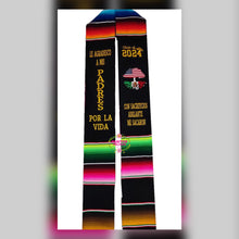 Cargar imagen en el visor de la galería, 2024 Sacrificios - Sacrifices Black Graduation stole Sarape Sash IN STOCK