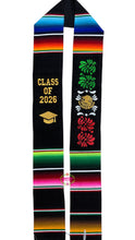 Cargar imagen en el visor de la galería, *2026* Emblema mexicano - Black Mexican Graduation Stole Sarape Sash IN STOCK