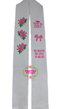 Cargar imagen en el visor de la galería, Coquette Embroidered Graduation Sarape Sash stole IN STOCK