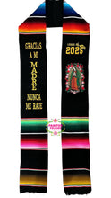 Cargar imagen en el visor de la galería, *2026* Gracias a mi Madre Floral Virgen Black Graduation Stole Sarape Sash IN STOCK