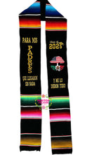 Cargar imagen en el visor de la galería, 2025* Llegaron sin nada - Black graduation stole Sarape Sash IN STOCK