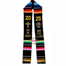 Cargar imagen en el visor de la galería, Dios por delante Black Graduation Stole Sarape Sash SOLD OUT