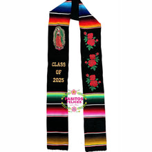 Cargar imagen en el visor de la galería, 2025* Virgen and Roses Black Stole Sarape Sash SOLD OUT