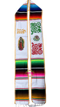 Cargar imagen en el visor de la galería, *2026* White Mexico Floral w virgen Graduation Stole Sarape Sash IN STOCK