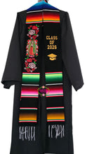Cargar imagen en el visor de la galería, 2026 Virgen - Pink Red Roses Black Stole Sarape Sash IN STOCK