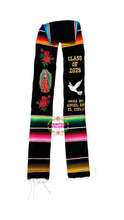 Cargar imagen en el visor de la galería, 2025* Dove Virgen Black Graduation stole Sarape Sash SOLD OUT