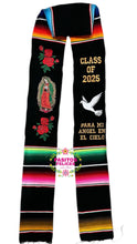 Cargar imagen en el visor de la galería, 2025* Dove Virgen Black Graduation stole Sarape Sash SOLD OUT