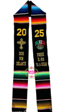 Cargar imagen en el visor de la galería, Dios por delante Black Graduation Stole Sarape Sash