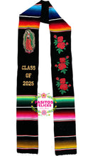 Cargar imagen en el visor de la galería, *2026* Virgen and Roses Black Stole Sarape Sash IN STOCK
