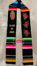 Cargar imagen en el visor de la galería, 2025* Virgen and Roses Black Stole Sarape Sash SOLD OUT