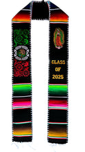 Cargar imagen en el visor de la galería, *2026* Virgen Black Mexico Floral w white finish - Black Graduation Stole Sarape Sash IN STOCK