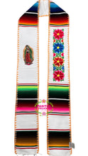 Cargar imagen en el visor de la galería, Virgen White Floral w Gold - Graduation Stole Sarape Sash IN STOCK