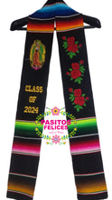 Cargar imagen en el visor de la galería, *2026* Virgen and Roses Black Stole Sarape Sash IN STOCK