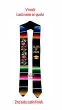 Cargar imagen en el visor de la galería, Vneck *2026* Black Floral Tulipán Graduation Stole Sarape Sash IN STOCK